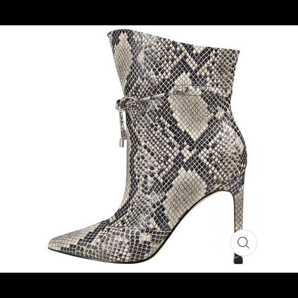 Genuine Leather Natural Snake Skin Print Nine West Tirzah Ankle Boots 6.5 - Picture 3 of 11